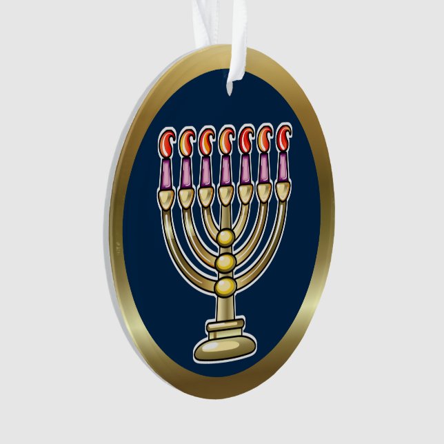 Hanukkah Menorah Ornament (Front)