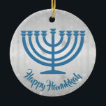 Hanukkah Menorah Ornament<br><div class="desc">.Hanukkah Menorah Ornament with customisable text</div>