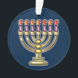 Hanukkah Menorah Ornament<br><div class="desc">These are also great for gifts or to use as the finishing touch of class on your gift wrapping. Thanks so much for being here. Please bookmark me and come to Zazzle via my link: https://www.zazzle.com/store/sharonrhea ... . or https://www.zazzle.com/store/ornaments_only ... Thank you, and I hope your holy days are the...</div>