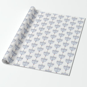Hanukkah Menorah Pattern Pretty Wrapping Paper