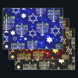 Hanukkah Menorah Pattern Wrapping Paper Sheet<br><div class="desc">*Customise with your text.</div>