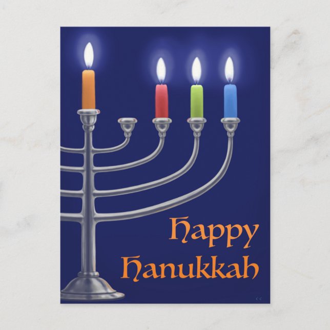 "Hanukkah Menorah." Postcard (Front)