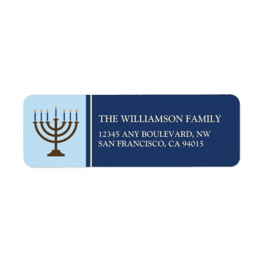 Hanukkah Menorah Return Address Labels (navy)
