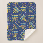 Hanukkah Menorah Sherpa Blanket<br><div class="desc">Beautiful,  warm and cosy hanukkah blanket for the entire family. Available in 3 sizes.</div>