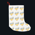 Hanukkah Menorah Small Christmas Stocking<br><div class="desc">Hanukkah, also known as the Festival of Lights, Feast of Dedication, is an eight-day Jewish holiday. -- - - The *Todays Event* Store has a few items for some major holidays, but mostly for the lesser known holidays, days of the week, etc. Categorised by month of the event. If you...</div>