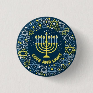 Hanukkah Menorah Star of David Wreath  3 Cm Round Badge