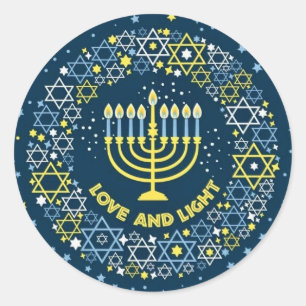 Hanukkah Menorah Star of David Wreath  Classic Round Sticker