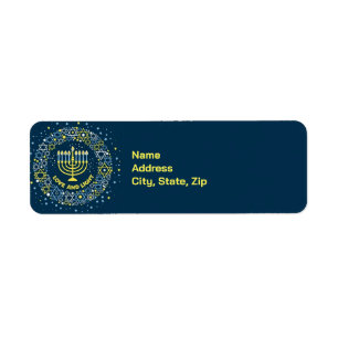 Hanukkah Menorah Star Return Address Label