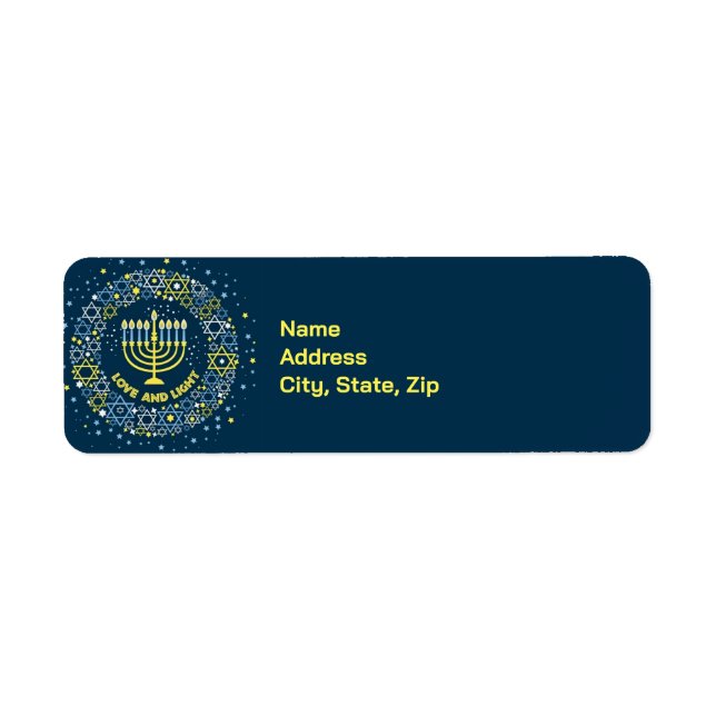 Hanukkah Menorah Star  Return Address Label (Front)