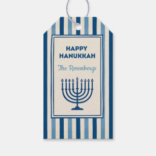 Hanukkah Menorah Stripes Trendy Custom  Gift Tags