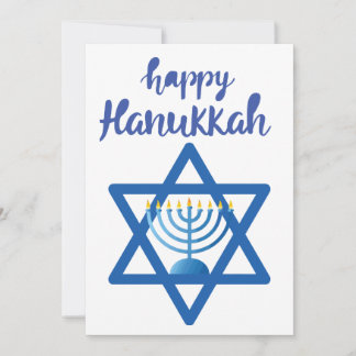Hanukkah Menorah with Candles and Traditional Item Holiday Card