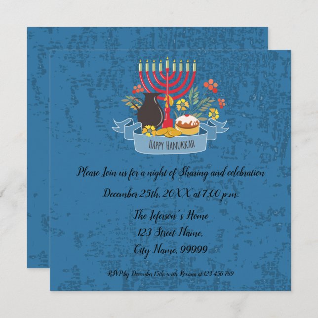 Hanukkah Menorah with Candles Invitation (Front/Back)