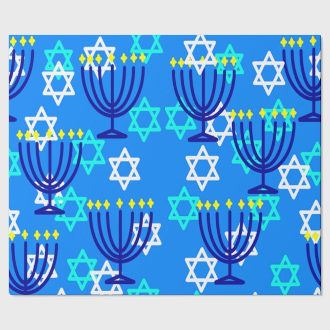 Hanukkah Menorahs Wrapping Paper (Seam)