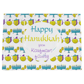 Hanukkah modern funny add your name custom large gift bag