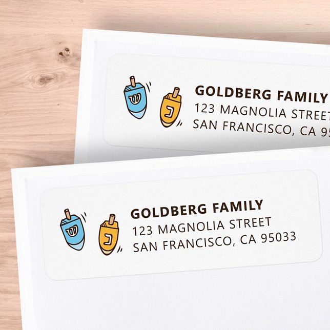 Hanukkah Modern Simple Dreidel Shipping Address Return Address Label (Creator Uploaded)