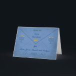 Hanukkah Money Envelope Customisable Name Holiday Card<br><div class="desc">This elegant blue card with textured look resembles an envelope, designed for the presentation of Hanukkah "gelt" (money), and to make it completely personal, you can substitute the name(s) of the recipient(s) for what is shown. Two small menorahs and the words in Hebrew letters for "Hanukkah gelt" contribute to the...</div>