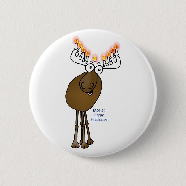 Hanukkah moose! 6 cm round badge (Front)