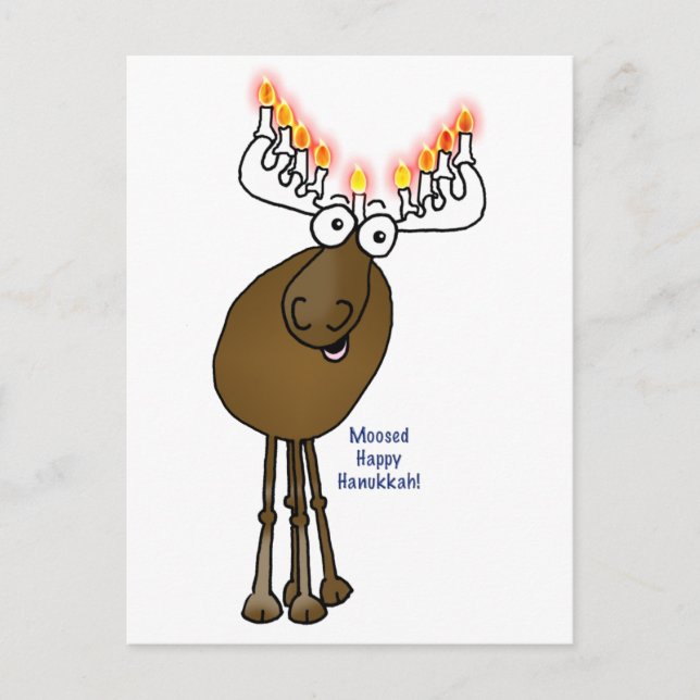 Hanukkah moose! holiday postcard (Front)