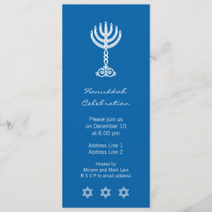 Hanukkah Motif blue Long Invitation