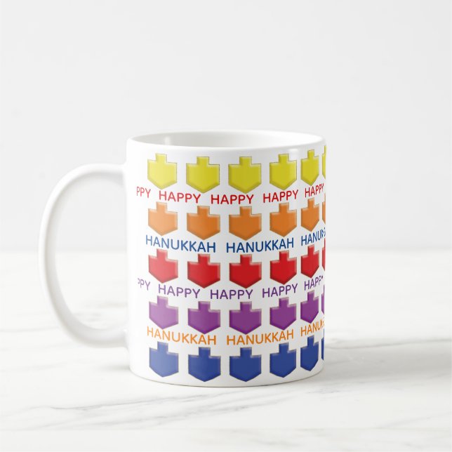 Hanukkah Mug "3D Dreidels" (Left)