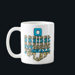 Hanukkah Mug "O Dreidel Dreidel Dreidel..."<br><div class="desc">Blue and Gold Hanukkah mug. "O Dreidel Dreidel Dreidel Now Dreidel We Shall Play" Chanukah Mug. Personalise by deleting, "Happy Chanukah, Bubbie! Love, Amy & Jason", then choose your favourite font style, size, colour and wording to personalise your mug! Create a simply simple gift by adding some goodies to the...</div>