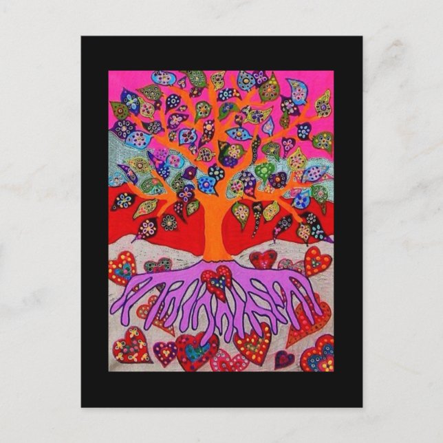 Hanukkah My Hearts Flower for You Tree of Life Postcard (Front)