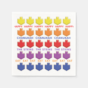 Hanukkah Napkin Personalise "3D Dreidels"