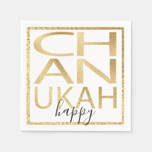 Hanukkah Napkin Personalise Chanukah Happy Gold