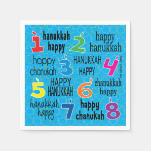 Hanukkah Napkin Personalise "Hanukkah Happy/Blue"