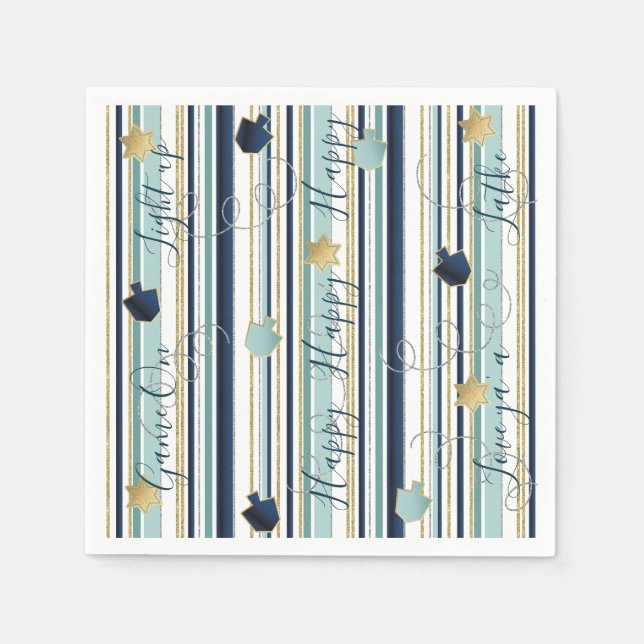 Hanukkah Napkin Personalise The New Elegant Too (Front)