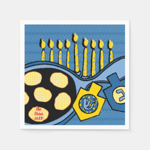 Hanukkah Napkins Personalise "Latkes & Lights"