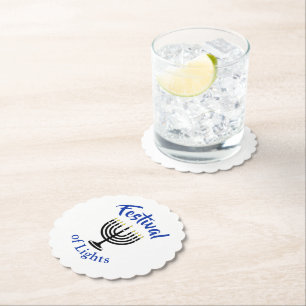 Hanukkah Nine-branched Hanukiah candelabrum Paper Coaster