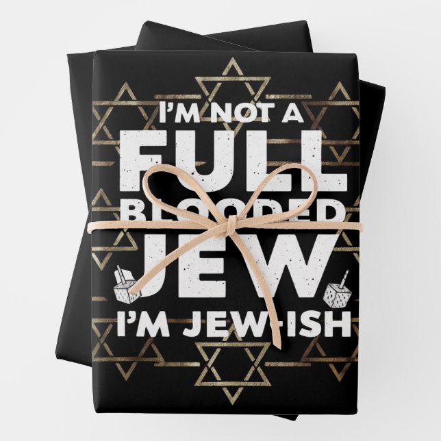 Hanukkah Not Full Blooded Jew Jewish Chanukah Wrapping Paper Sheet (In situ)
