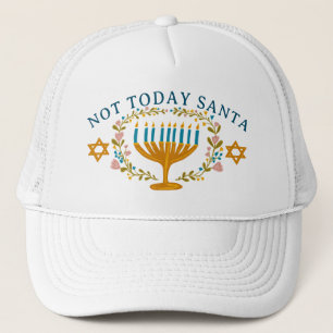 HANUKKAH NOT TODAY SANTA Funny Floral Hand-drawn Trucker Hat