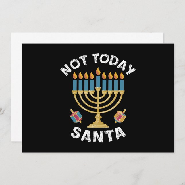 Hanukkah Not Today Santa Jewish Chanukah  Invitation (Front/Back)