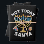 Hanukkah Not Today Santa Jewish Chanukah  Wrapping Paper Sheet<br><div class="desc">Hanukkah Not Today Santa Jewish Chanukah</div>