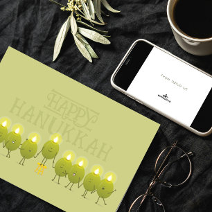 Hanukkah Olive Menorah Green Corporate Logo Card