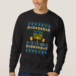Hanukkah Oy To The World Jewish Ugly Sweater Menor