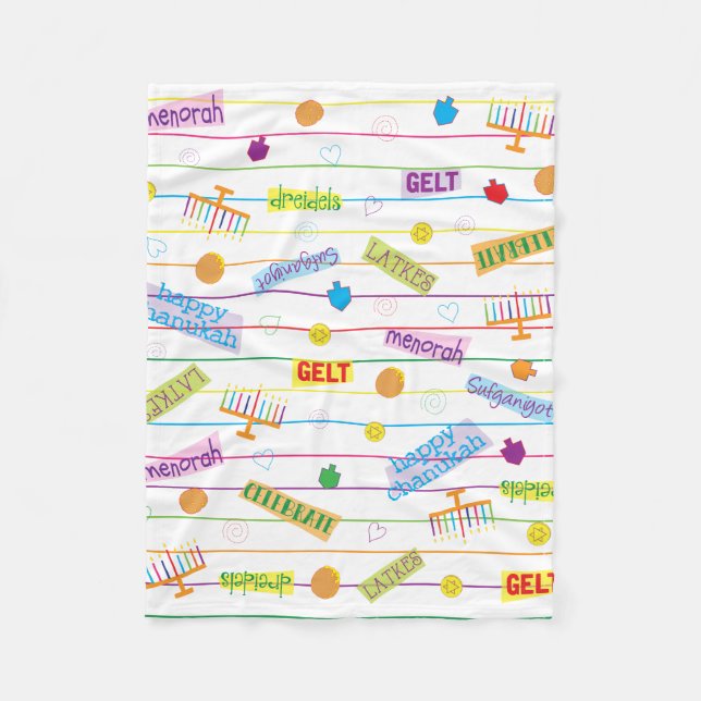 Hanukkah Party Fleece Blanket/Small Blanket (Front)