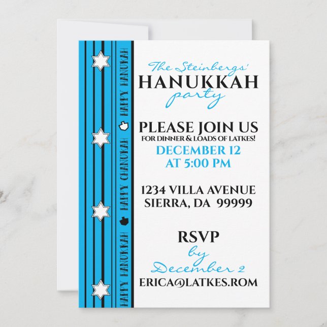 Hanukkah Party Fun Invitation (Front)