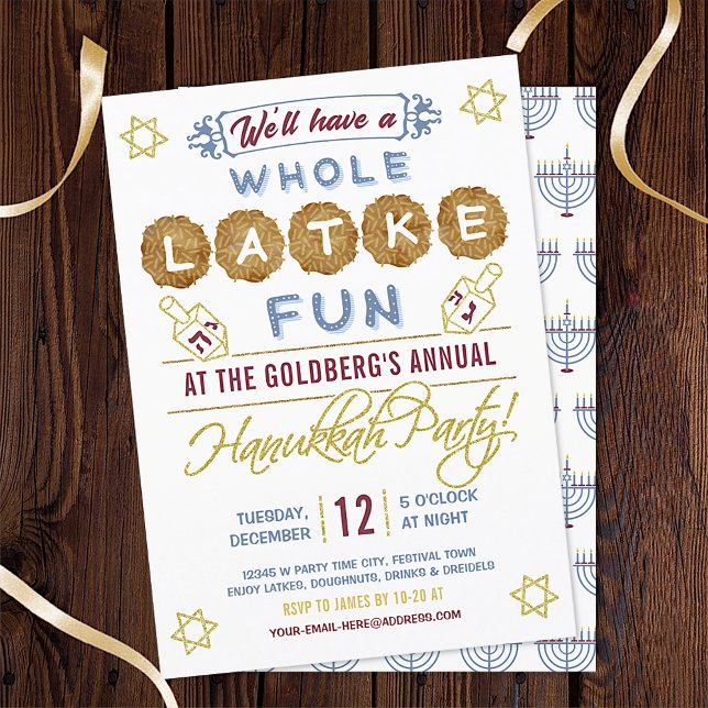 Hanukkah Party Funny | Whole Latke Fun Invitation (Creator Uploaded)