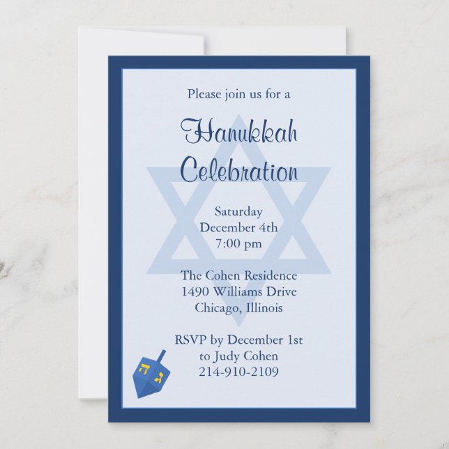 Hanukkah Party Invitation (Front)