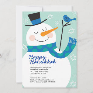 Hanukkah Party Invitations with Snowman