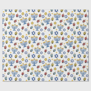 Hanukkah Pattern Festival of Lights Wrapping Paper