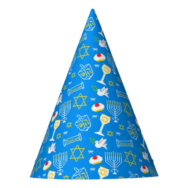 Hanukkah Pattern Party Hat (Front)
