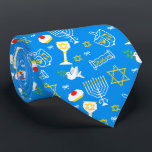 Hanukkah Pattern Tie<br><div class="desc">Happy Hanukkah! Celebrate Hanukkah  this year with this Hanukkah Pattern. Navy blue background with white Menorah and another Hanukkah items.</div>