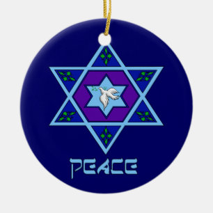 Hanukkah Peace Art Ceramic Ornament