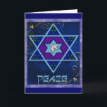 Hanukkah Peace Art Holiday Card<br><div class="desc">Dove of Peace inside star and the word "Peace" is a lovely gift and wish for the coming year. In blue, greens, purple.</div>