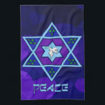 Hanukkah Peace Art Tea Towel<br><div class="desc">Blues of all shades,  lilac and lavender in a flower shape with a knotted six-sided star in the centre is a great way to celebrate Hanukkah and express your individuality at the same time.</div>