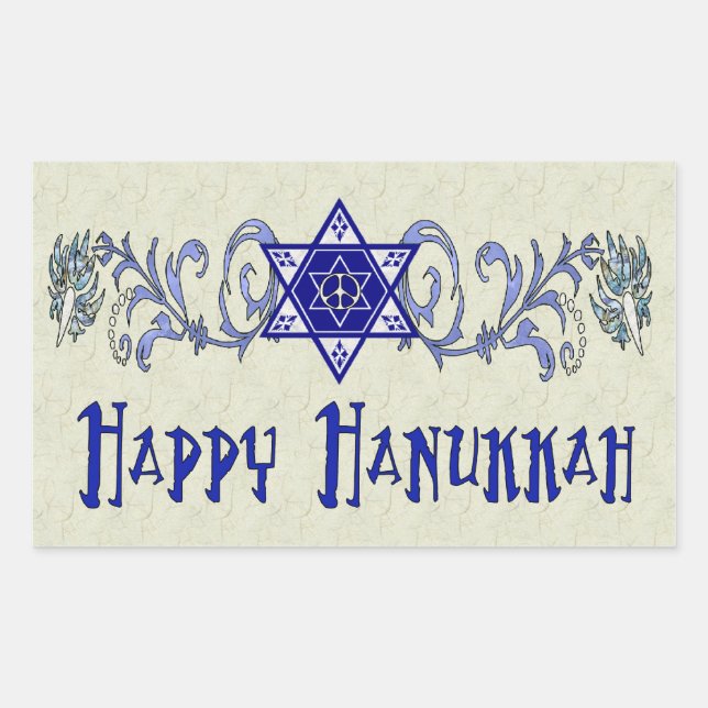 Hanukkah Peace Star Rectangular Sticker (Front)